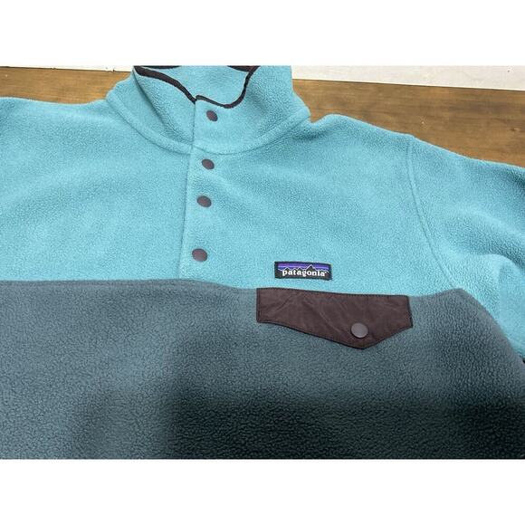 Patagonia Synchilla Snap On Two Tone Green Jacket Size Large - Picture 2 of 10